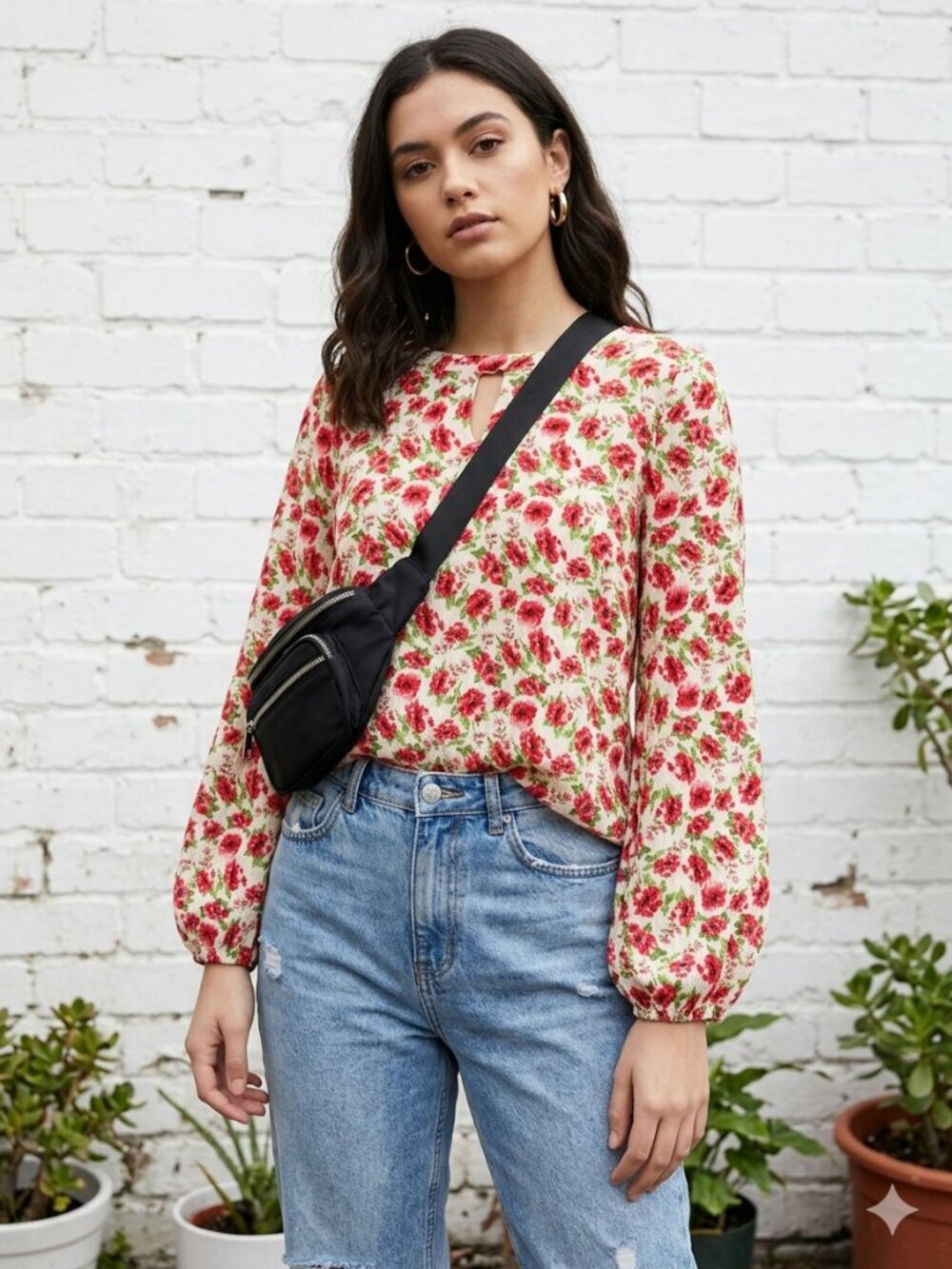 Mercer & Madison Floral Blouse Size M Soft Indie Y2K 2000s Coquette Cottagecore